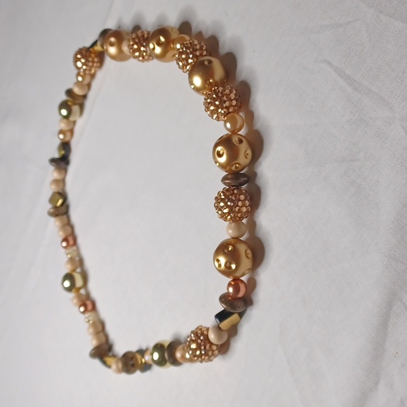 Gold-Tone Bead & Brass-Color Bead Necklace - Picture 2 of 4